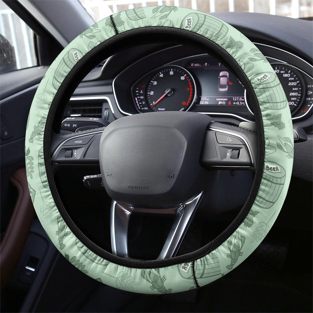 Oktoberfest Bavarian Heritage Steering Wheel Cover Edelweiss Beer Festival Green Pattern