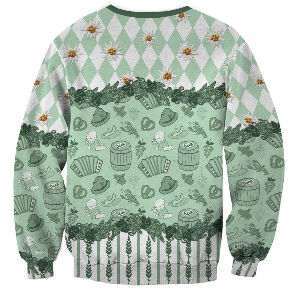 Oktoberfest Bavarian Heritage Sweatshirt Edelweiss Beer Festival Green Pattern