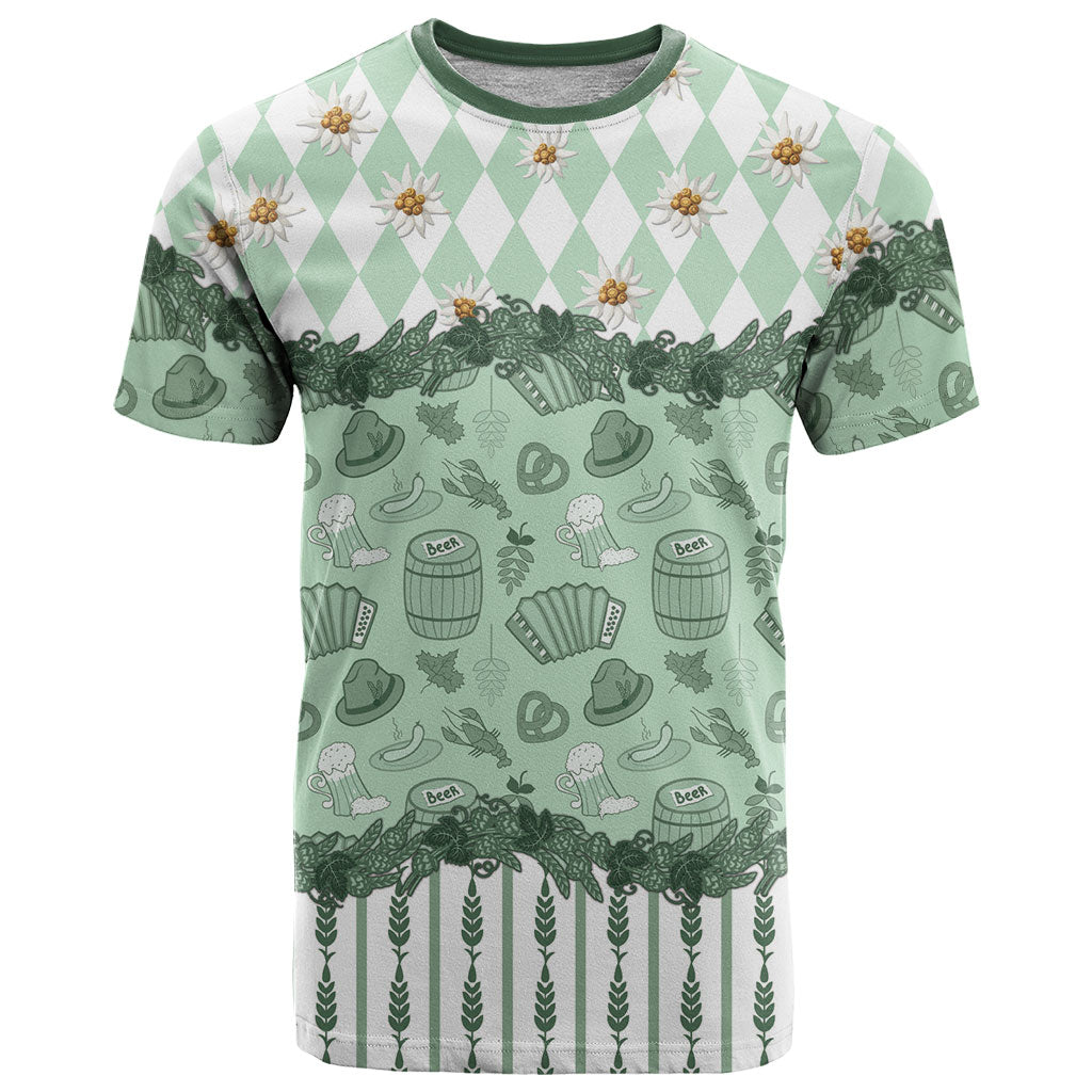 Oktoberfest Bavarian Heritage T Shirt Edelweiss Beer Festival Green Pattern