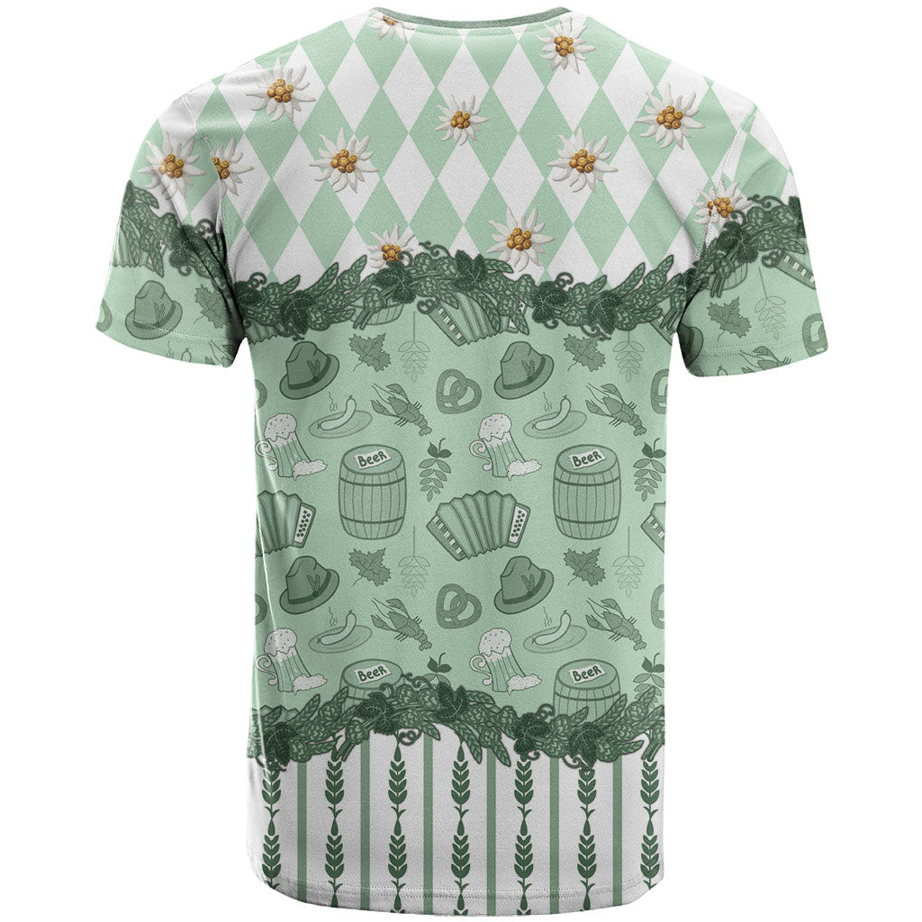 Oktoberfest Bavarian Heritage T Shirt Edelweiss Beer Festival Green Pattern