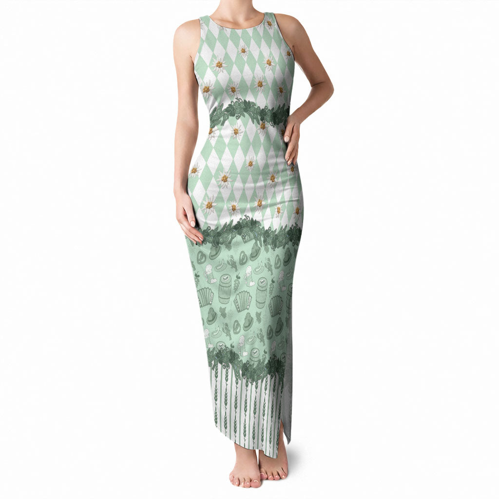 Oktoberfest Bavarian Heritage Tank Maxi Dress Edelweiss Beer Festival Green Pattern