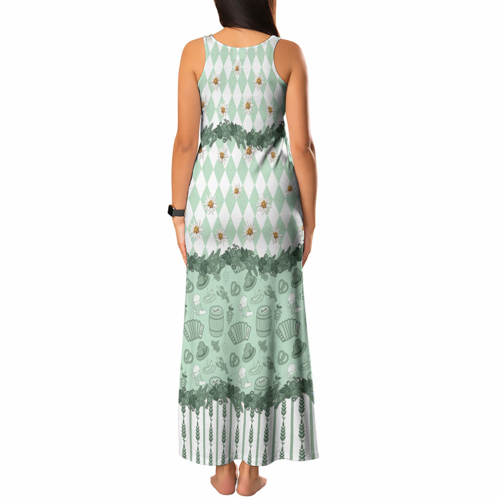 Oktoberfest Bavarian Heritage Tank Maxi Dress Edelweiss Beer Festival Green Pattern