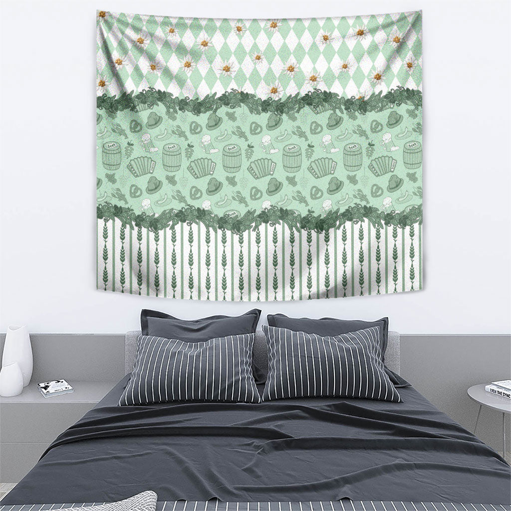 Oktoberfest Bavarian Heritage Tapestry Edelweiss Beer Festival Green Pattern