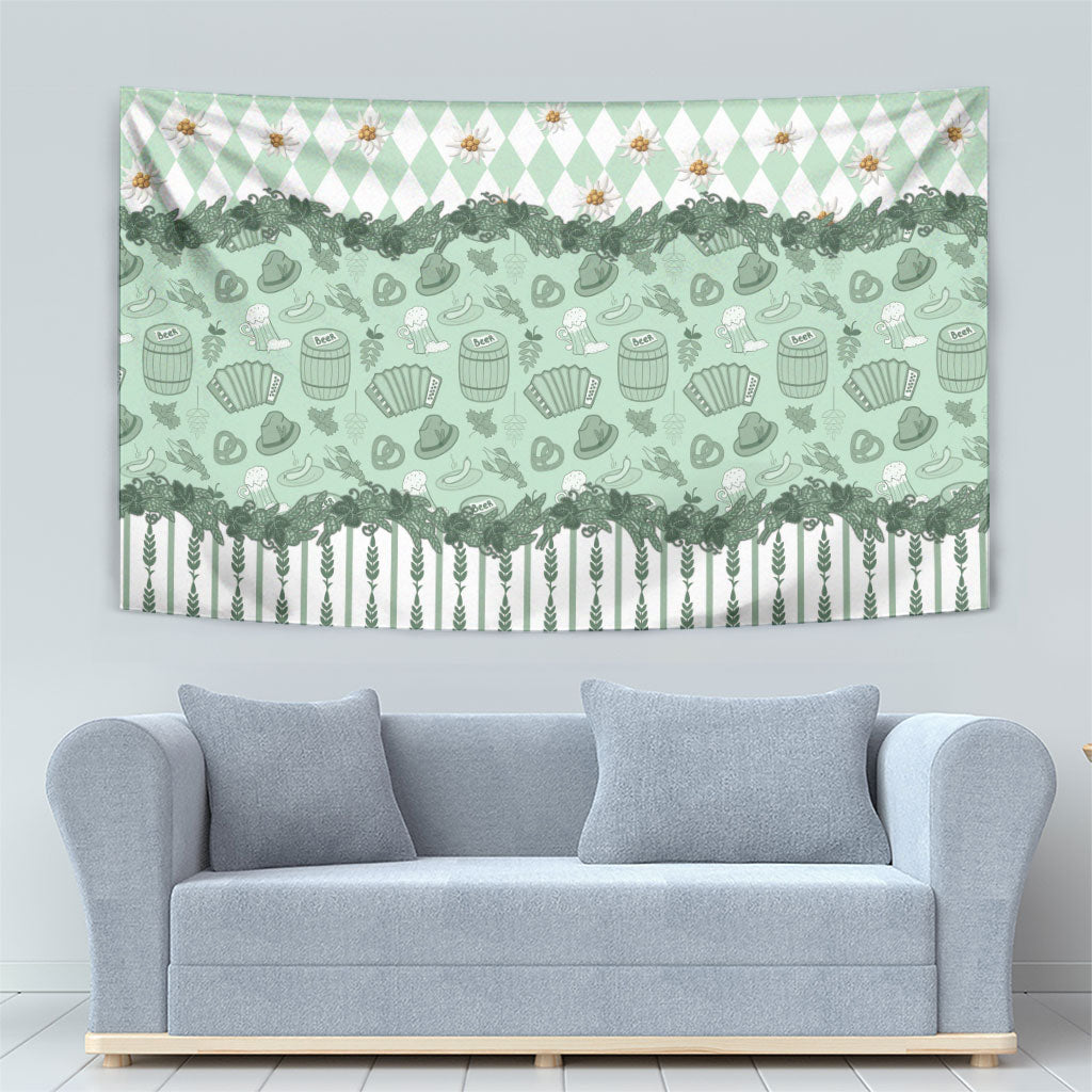 Oktoberfest Bavarian Heritage Tapestry Edelweiss Beer Festival Green Pattern