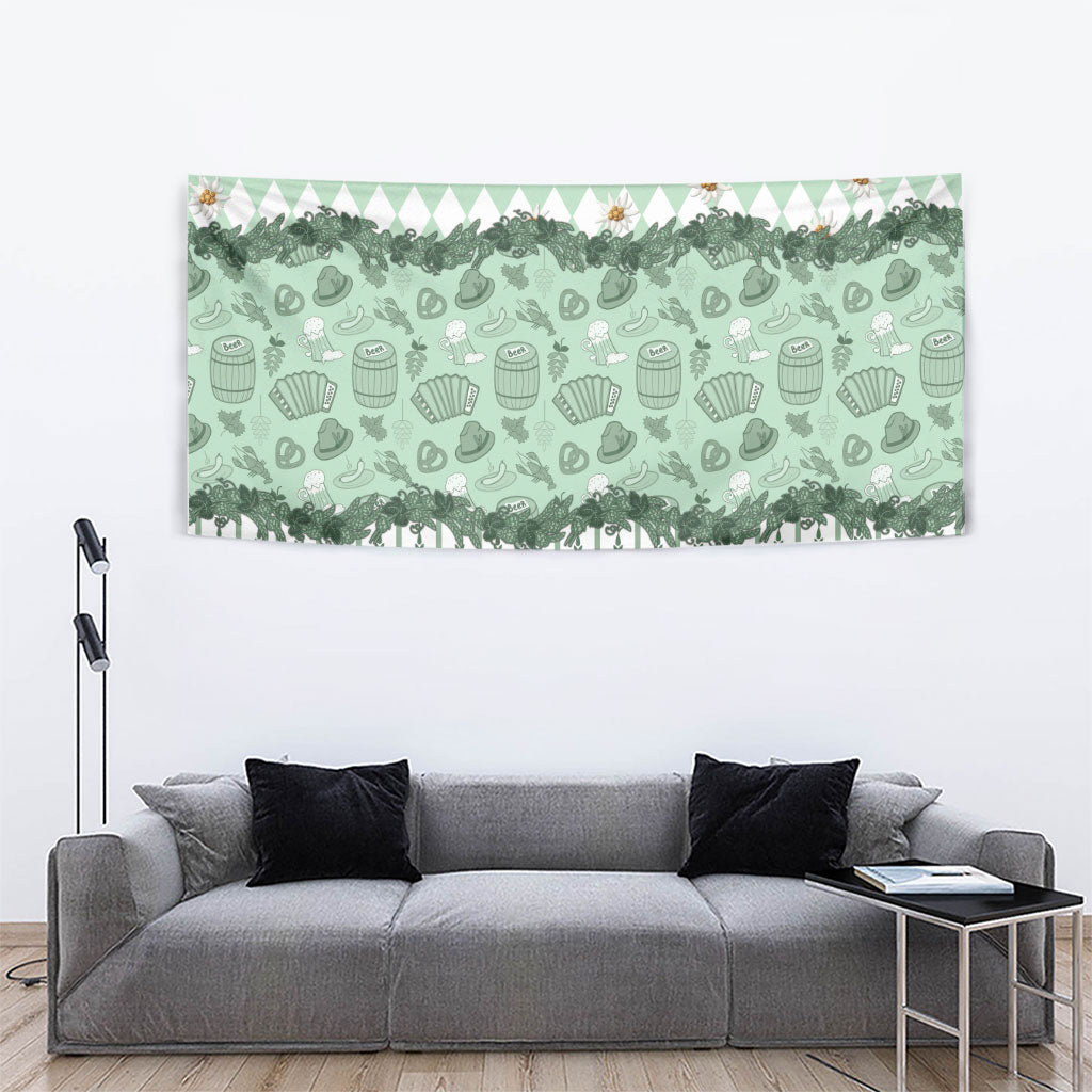 Oktoberfest Bavarian Heritage Tapestry Edelweiss Beer Festival Green Pattern