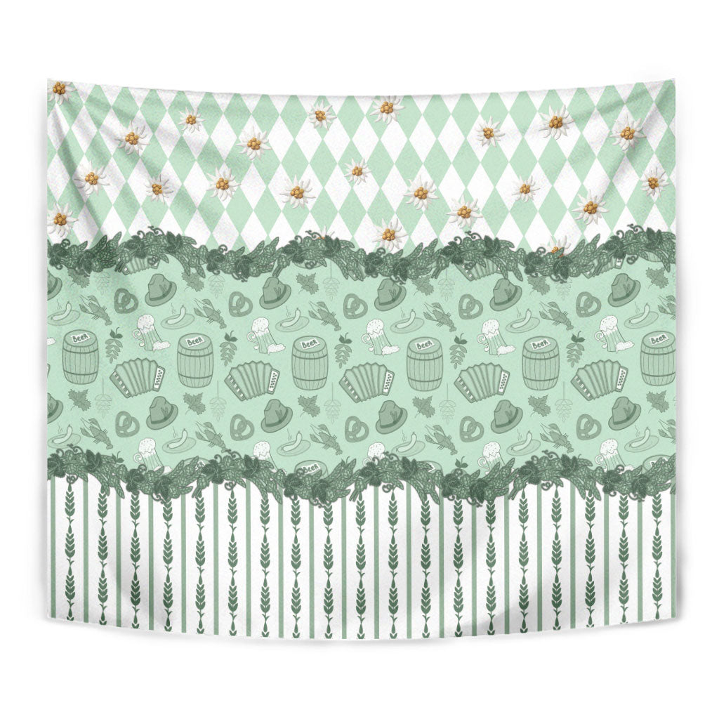 Oktoberfest Bavarian Heritage Tapestry Edelweiss Beer Festival Green Pattern