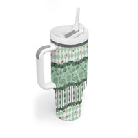 Oktoberfest Bavarian Heritage Tumbler With Handle Edelweiss Beer Festival Green Pattern