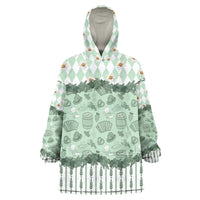 Oktoberfest Bavarian Heritage Wearable Blanket Hoodie Edelweiss Beer Festival Green Pattern