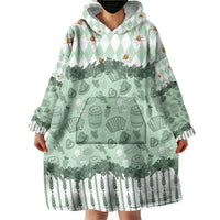 Oktoberfest Bavarian Heritage Wearable Blanket Hoodie Edelweiss Beer Festival Green Pattern
