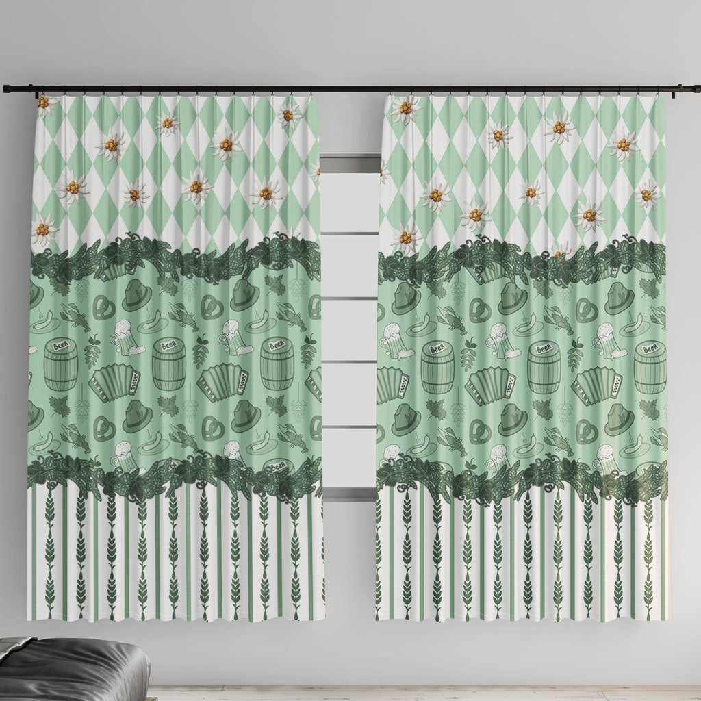 Oktoberfest Bavarian Heritage Window Curtain Edelweiss Beer Festival Green Pattern
