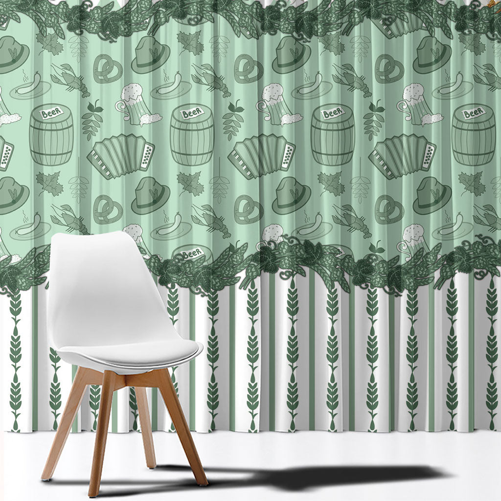 Oktoberfest Bavarian Heritage Window Curtain Edelweiss Beer Festival Green Pattern
