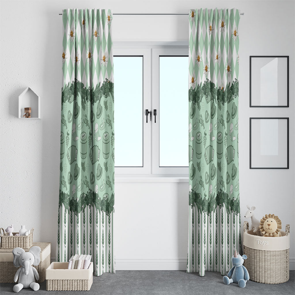 Oktoberfest Bavarian Heritage Window Curtain Edelweiss Beer Festival Green Pattern