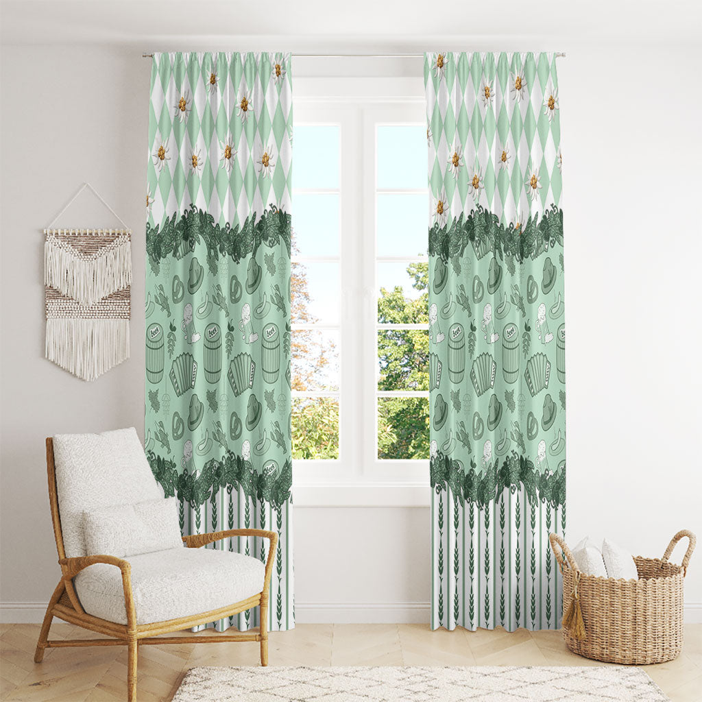Oktoberfest Bavarian Heritage Window Curtain Edelweiss Beer Festival Green Pattern