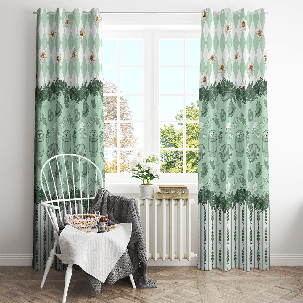 Oktoberfest Bavarian Heritage Window Curtain Edelweiss Beer Festival Green Pattern