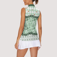 Oktoberfest Bavarian Heritage Women Sleeveless Polo Shirt Edelweiss Beer Festival Green Pattern