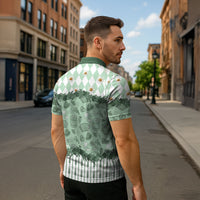 Oktoberfest Bavarian Heritage Zipper Polo Shirt Edelweiss Beer Festival Green Pattern