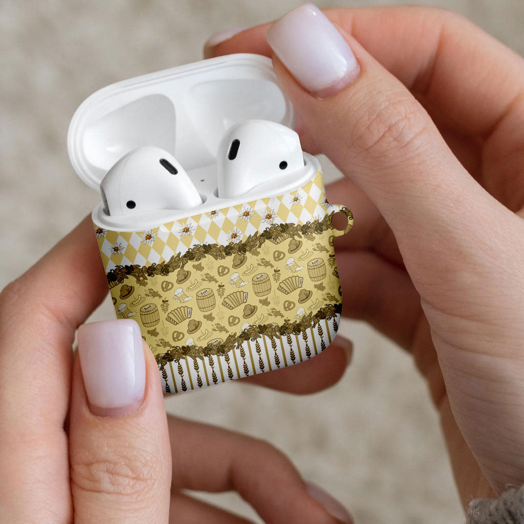 Oktoberfest Bavarian Heritage AirPods Case Edelweiss Beer Festival Gold Pattern