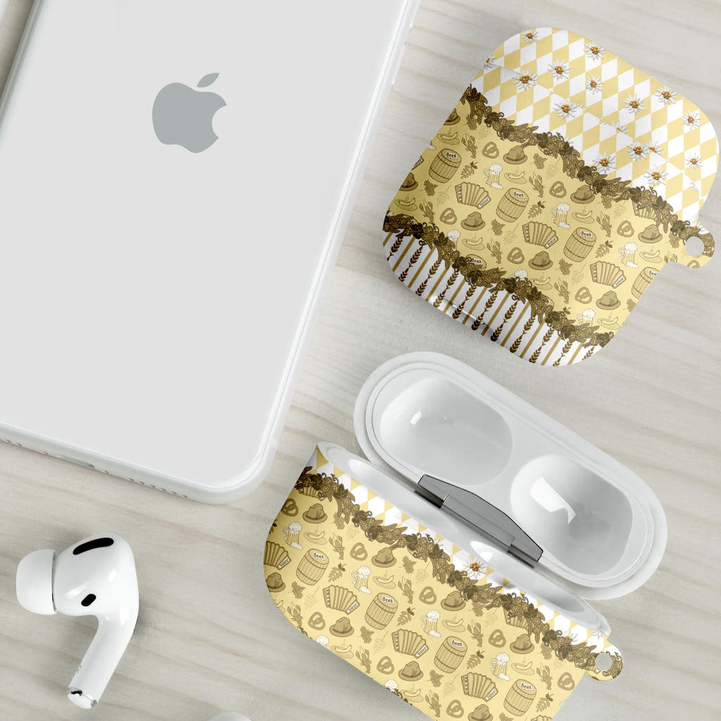 Oktoberfest Bavarian Heritage AirPods Case Edelweiss Beer Festival Gold Pattern