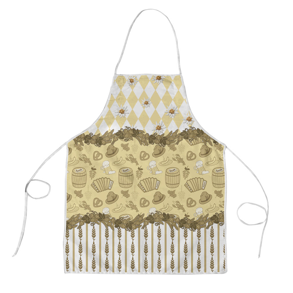 Oktoberfest Bavarian Heritage Apron Edelweiss Beer Festival Gold Pattern