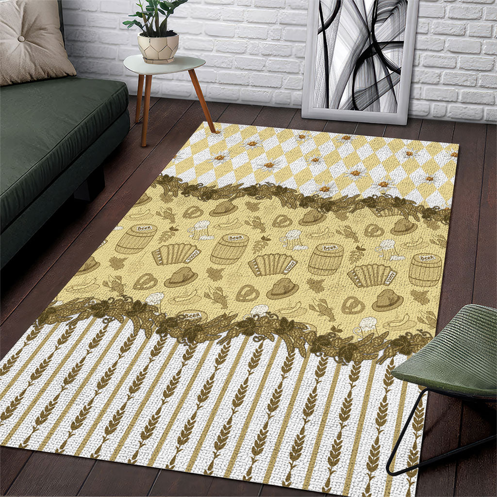 Oktoberfest Bavarian Heritage Area Rug Edelweiss Beer Festival Gold Pattern