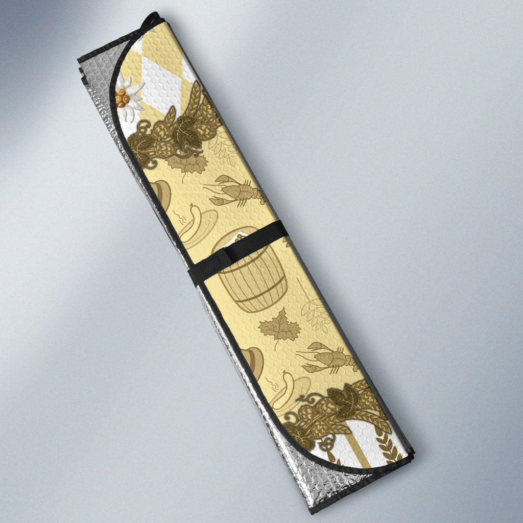 Oktoberfest Bavarian Heritage Auto Sun Shade Edelweiss Beer Festival Gold Pattern