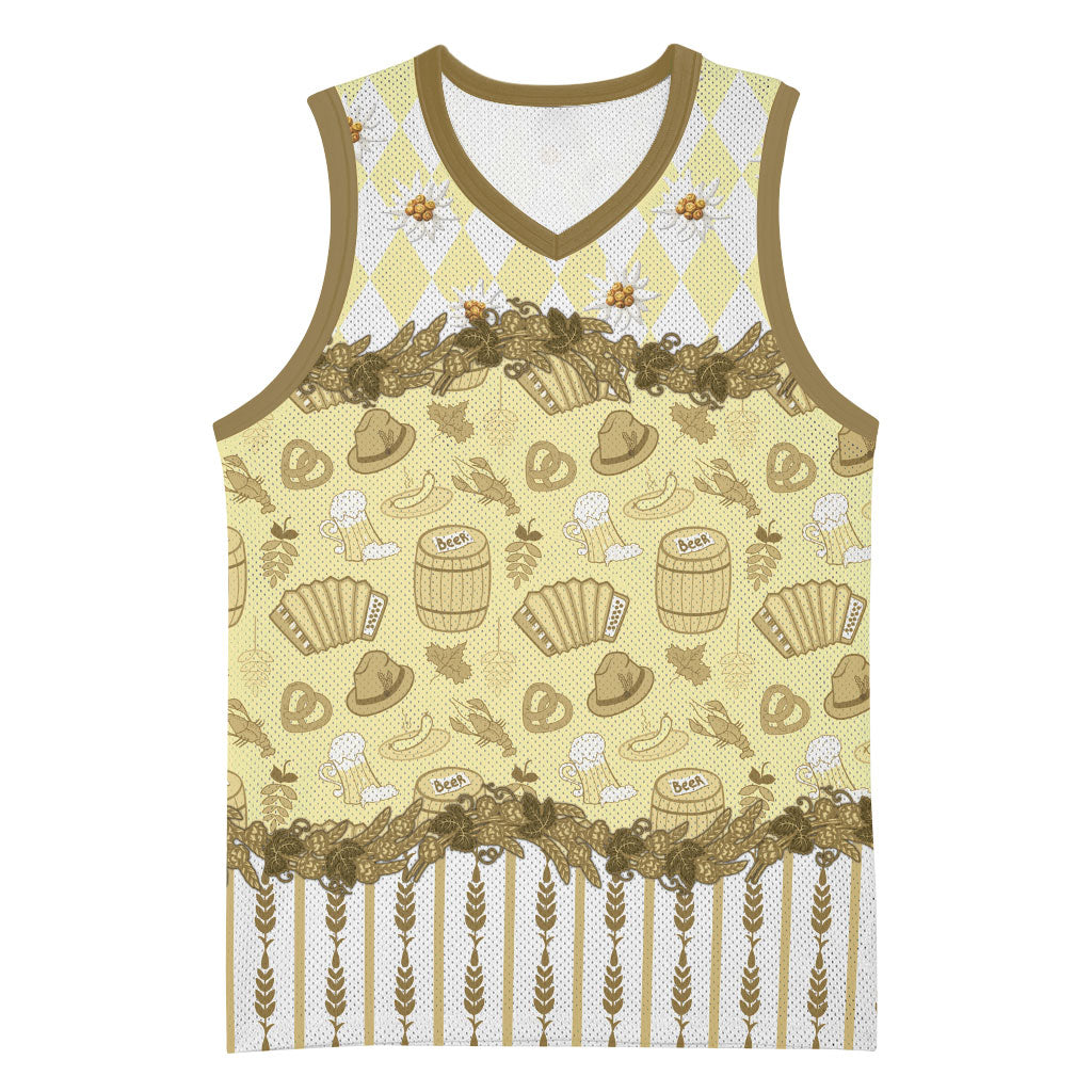 Oktoberfest Bavarian Heritage Basketball Jersey Edelweiss Beer Festival Gold Pattern