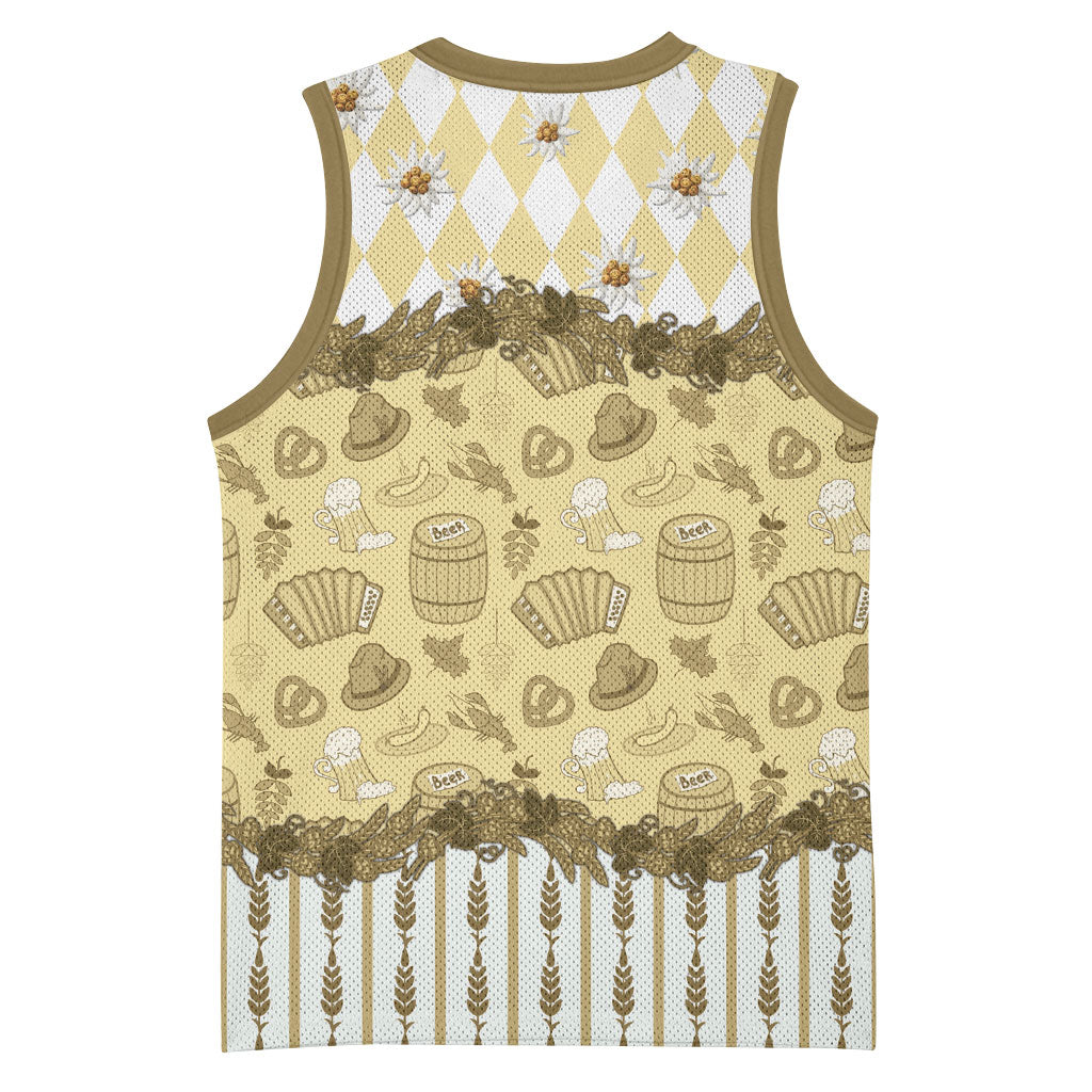 Oktoberfest Bavarian Heritage Basketball Jersey Edelweiss Beer Festival Gold Pattern