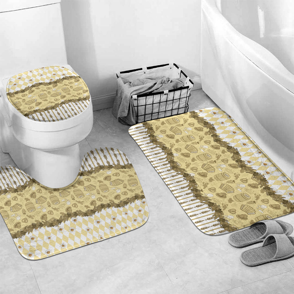 Oktoberfest Bavarian Heritage Bathroom Set Edelweiss Beer Festival Gold Pattern