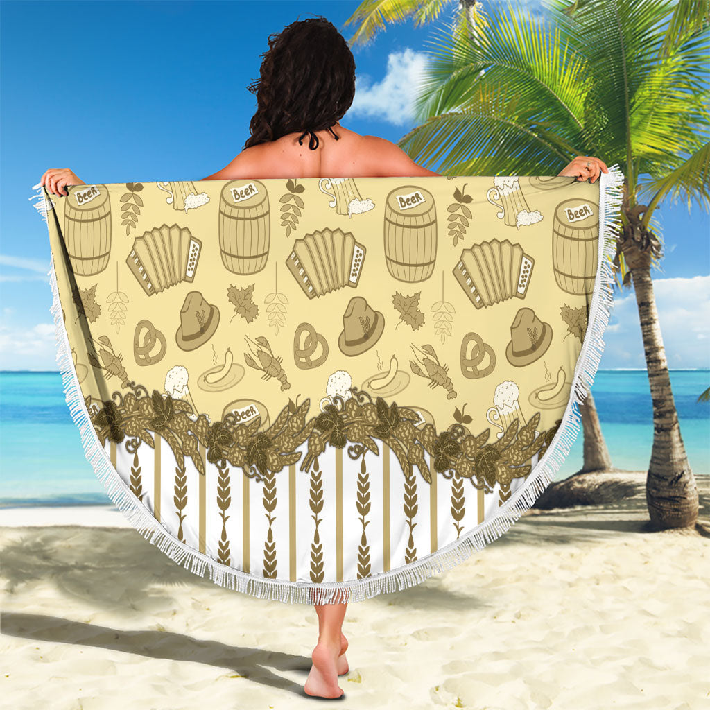 Oktoberfest Bavarian Heritage Beach Blanket Edelweiss Beer Festival Gold Pattern
