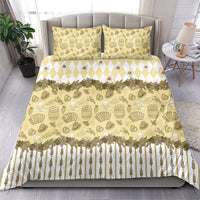 Oktoberfest Bavarian Heritage Bedding Set Edelweiss Beer Festival Gold Pattern