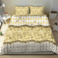 Oktoberfest Bavarian Heritage Bedding Set Edelweiss Beer Festival Gold Pattern