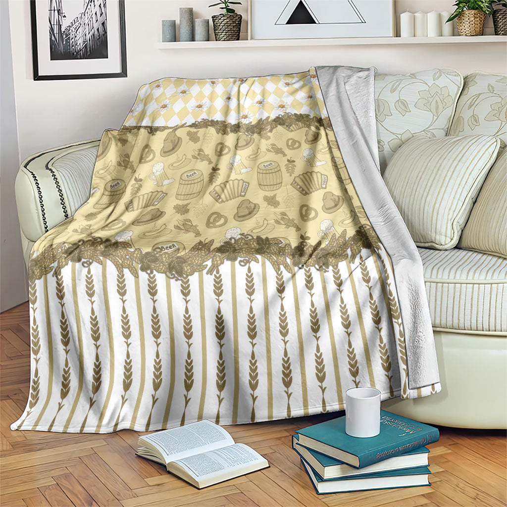 Oktoberfest Bavarian Heritage Blanket Edelweiss Beer Festival Gold Pattern