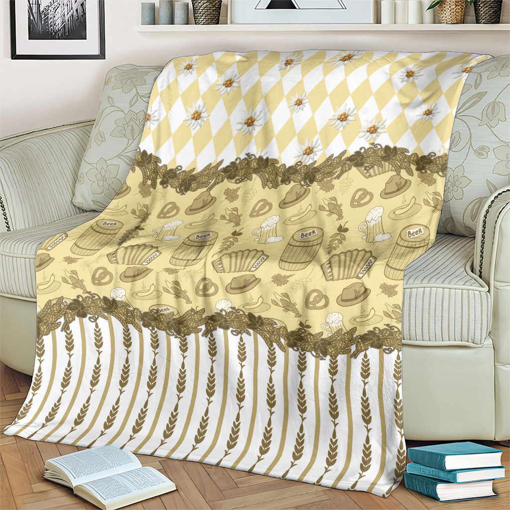 Oktoberfest Bavarian Heritage Blanket Edelweiss Beer Festival Gold Pattern