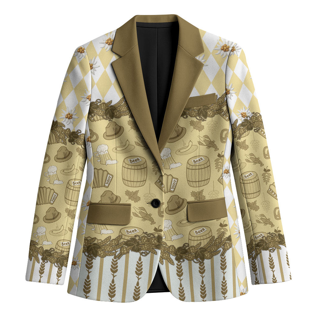 Oktoberfest Bavarian Heritage Blazer Edelweiss Beer Festival Gold Pattern
