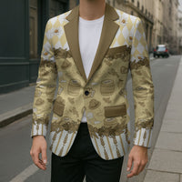Oktoberfest Bavarian Heritage Blazer Edelweiss Beer Festival Gold Pattern