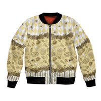 Oktoberfest Bavarian Heritage Bomber Jacket Edelweiss Beer Festival Gold Pattern
