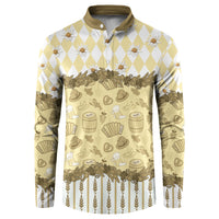 Oktoberfest Bavarian Heritage Button Sweatshirt Edelweiss Beer Festival Gold Pattern