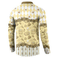 Oktoberfest Bavarian Heritage Button Sweatshirt Edelweiss Beer Festival Gold Pattern