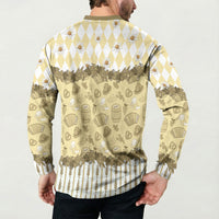 Oktoberfest Bavarian Heritage Button Sweatshirt Edelweiss Beer Festival Gold Pattern