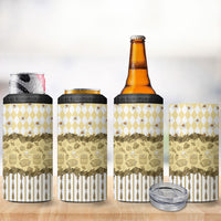 Oktoberfest Bavarian Heritage 4 in 1 Can Cooler Tumbler Edelweiss Beer Festival Gold Pattern