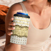 Oktoberfest Bavarian Heritage 4 in 1 Can Cooler Tumbler Edelweiss Beer Festival Gold Pattern