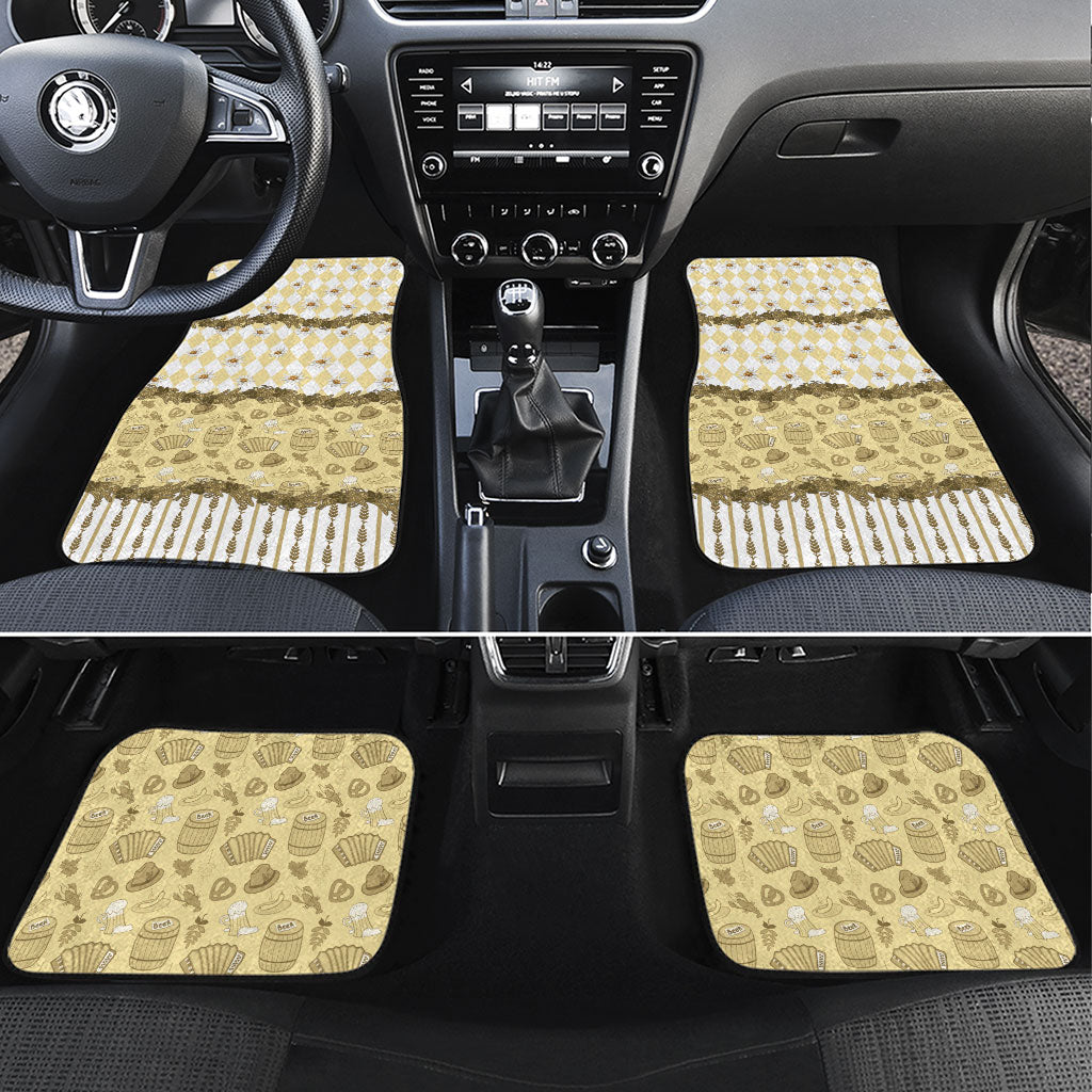 Oktoberfest Bavarian Heritage Car Mats Edelweiss Beer Festival Gold Pattern
