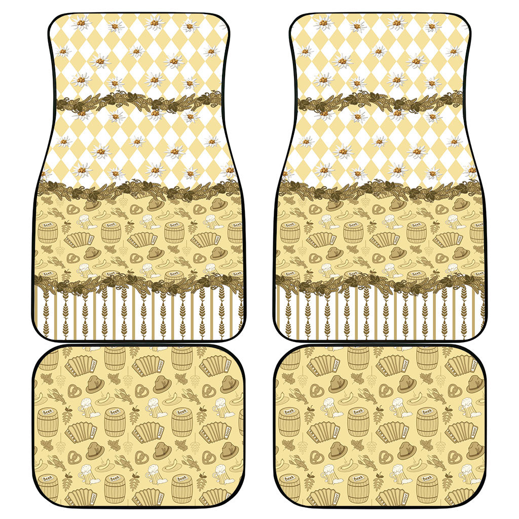 Oktoberfest Bavarian Heritage Car Mats Edelweiss Beer Festival Gold Pattern
