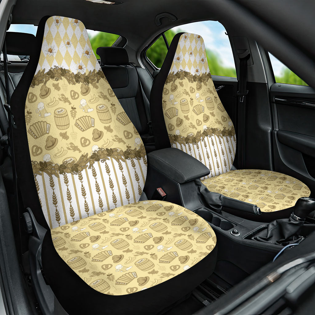 Oktoberfest Bavarian Heritage Car Seat Cover Edelweiss Beer Festival Gold Pattern