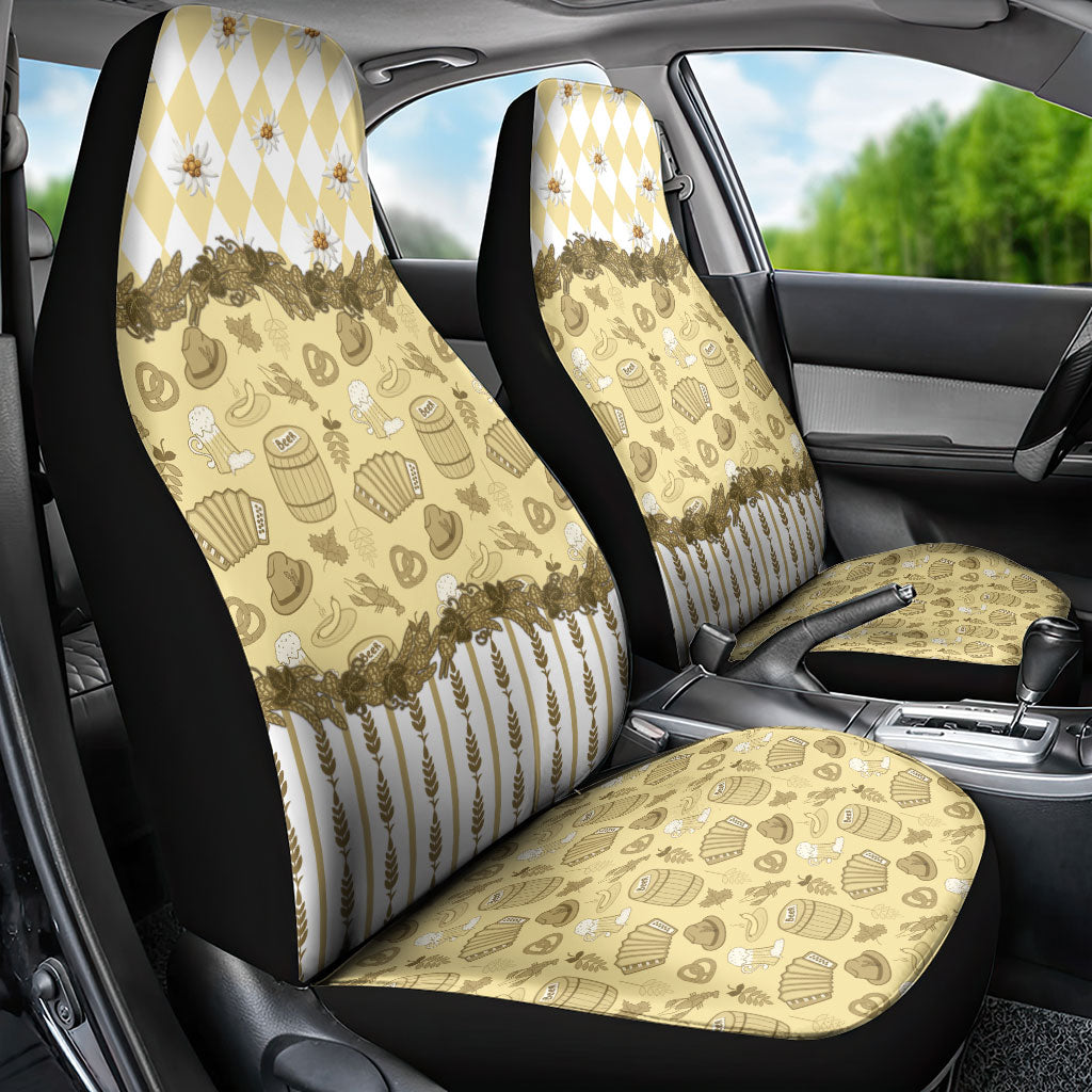 Oktoberfest Bavarian Heritage Car Seat Cover Edelweiss Beer Festival Gold Pattern