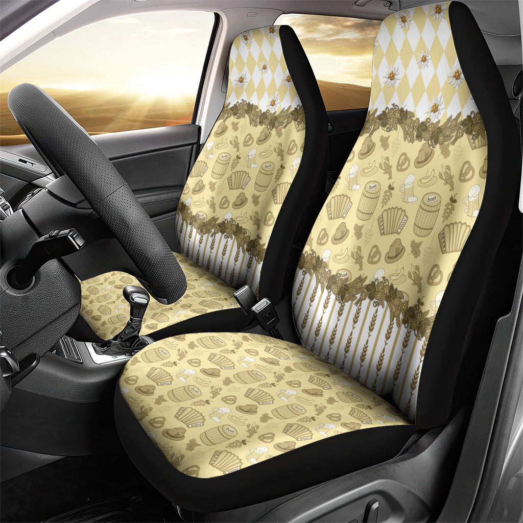 Oktoberfest Bavarian Heritage Car Seat Cover Edelweiss Beer Festival Gold Pattern