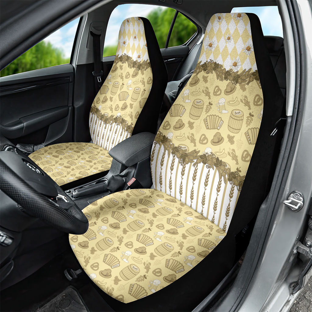 Oktoberfest Bavarian Heritage Car Seat Cover Edelweiss Beer Festival Gold Pattern