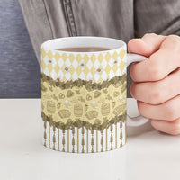 Oktoberfest Bavarian Heritage Ceramic Mug Edelweiss Beer Festival Gold Pattern