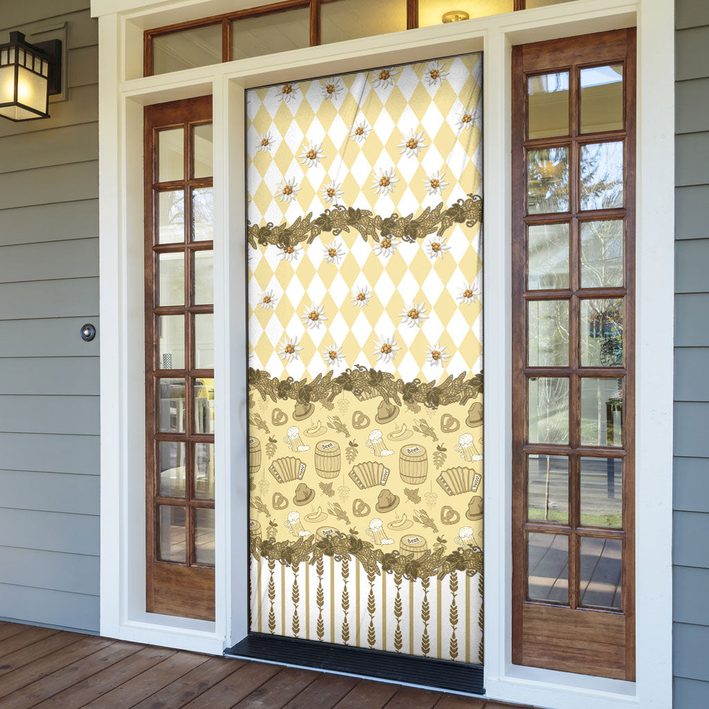 Oktoberfest Bavarian Heritage Door Cover Edelweiss Beer Festival Gold Pattern