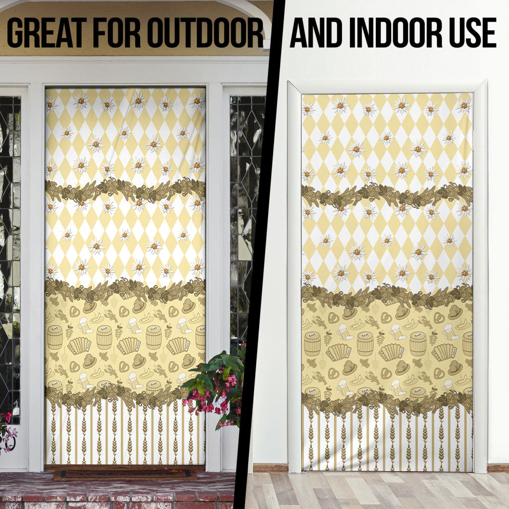 Oktoberfest Bavarian Heritage Door Cover Edelweiss Beer Festival Gold Pattern